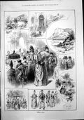 Old Print Monte Carlo Looking Out Sea Cliffs Casino Palm Trees Park 1888 19th