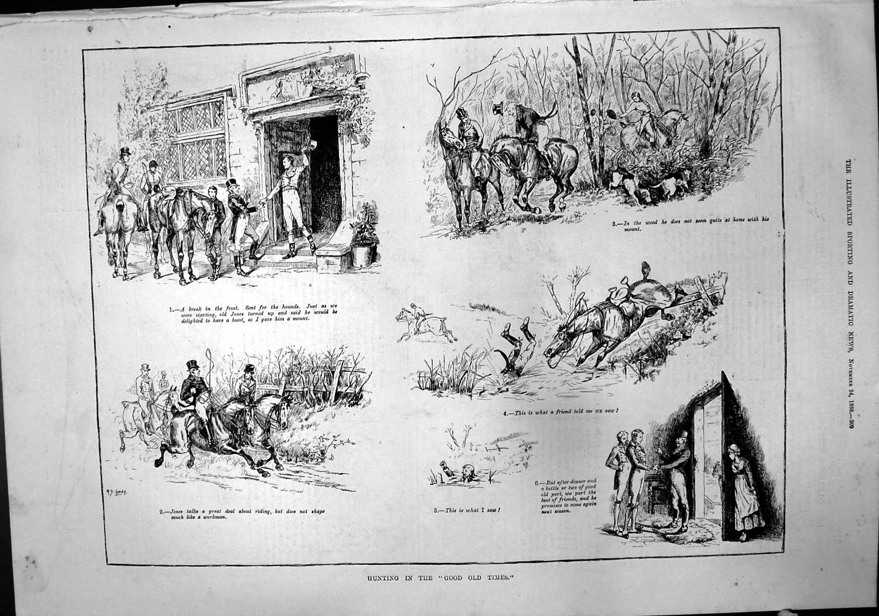 Antique Print Hunting Good Times Faust Up To Date Harry Parker E Lonnen 188
