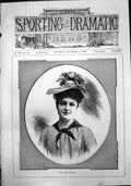 Original Old Antique Print Portrait Miss Edith Penrose 1888 19th