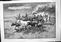 Antique Print Border Raid Caldwell Siers Horseback Rounding Up Cattle 1888 19th