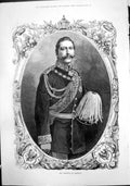 Original Old Antique Print Portrait Emperor Germany Uniform 1888 19th
