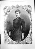Original Old Antique Print Portrait Empress Germany 1888 19th Century