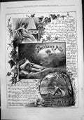 Old Print Maiden Sick Bed Vision Restored Health Beechams Pills Boat 1888 19th