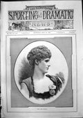 Original Old Antique Print Portrait Miss Rose Murray 1888 19th