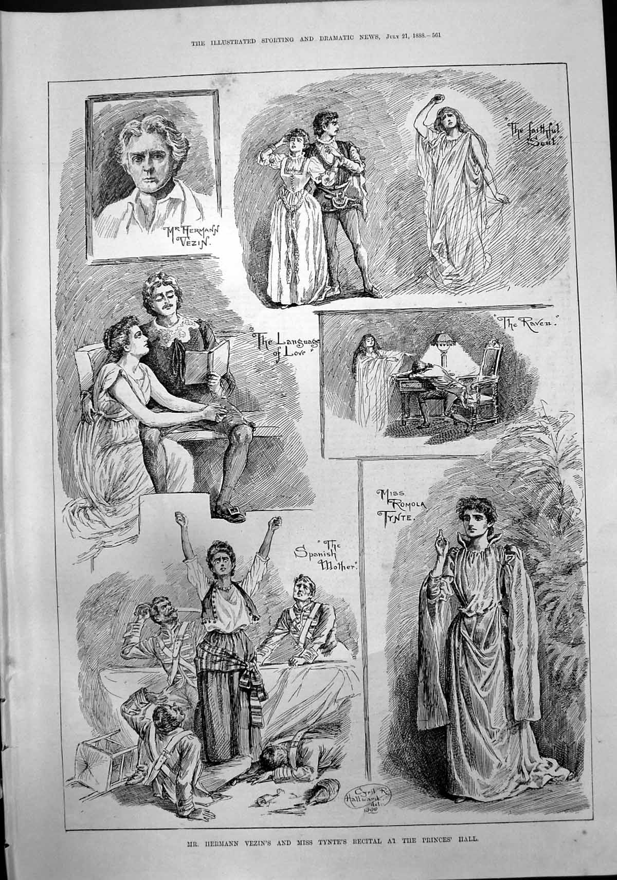 Old Hermann Vezin Miss Romola Tynte Recital Princes Hall C Hallward18 Victorian