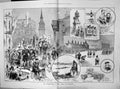 Antique Old Print Tercentenary Armada Plymouth Procession Drakes Statue 1888