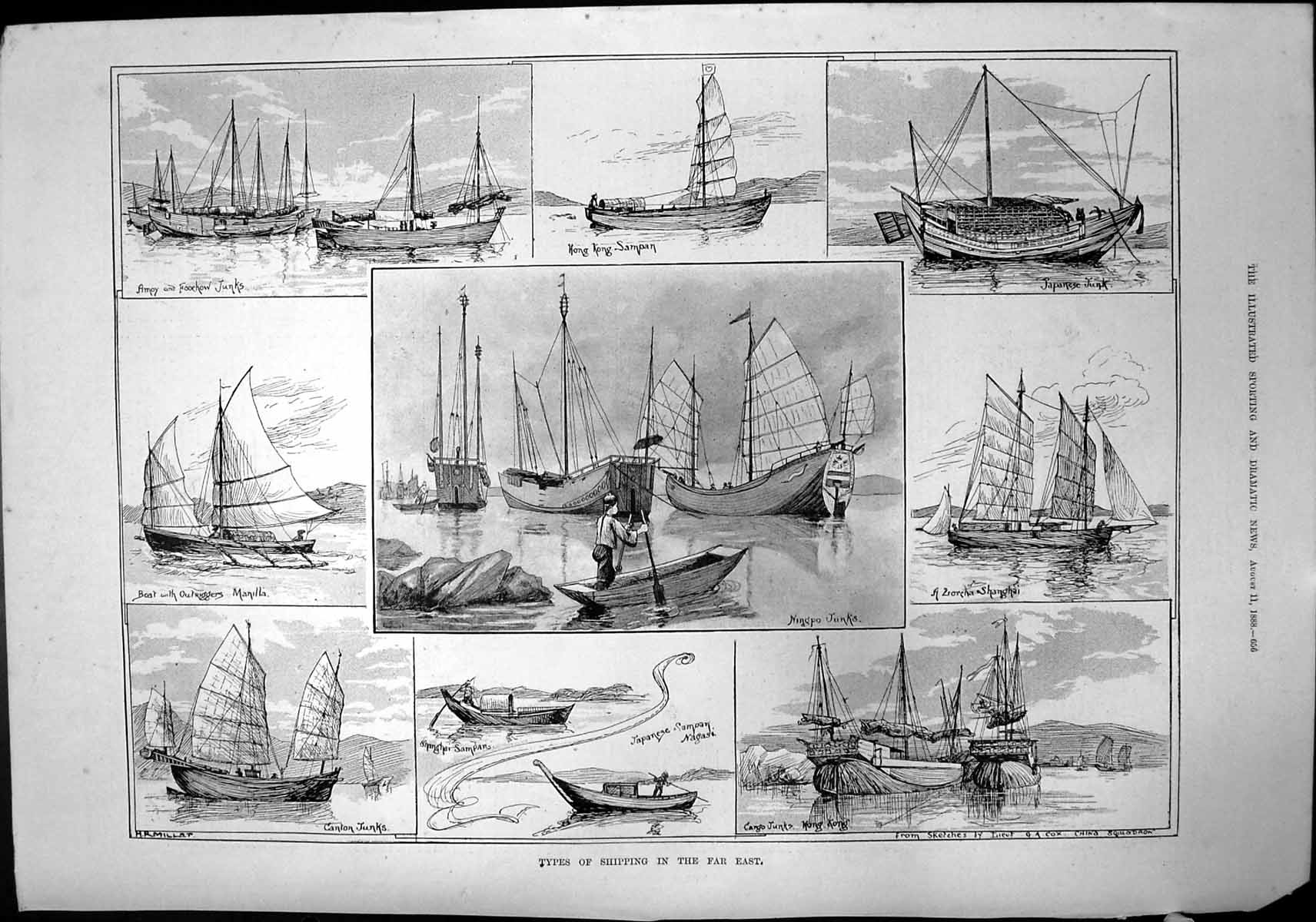 Old Types Shipping Far East Sampan Junk Womens Jubilee Offering 1888 Victorian