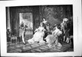 Original Old Antique Print Judgment Paris Ladies Fan Table Admired Men 1888