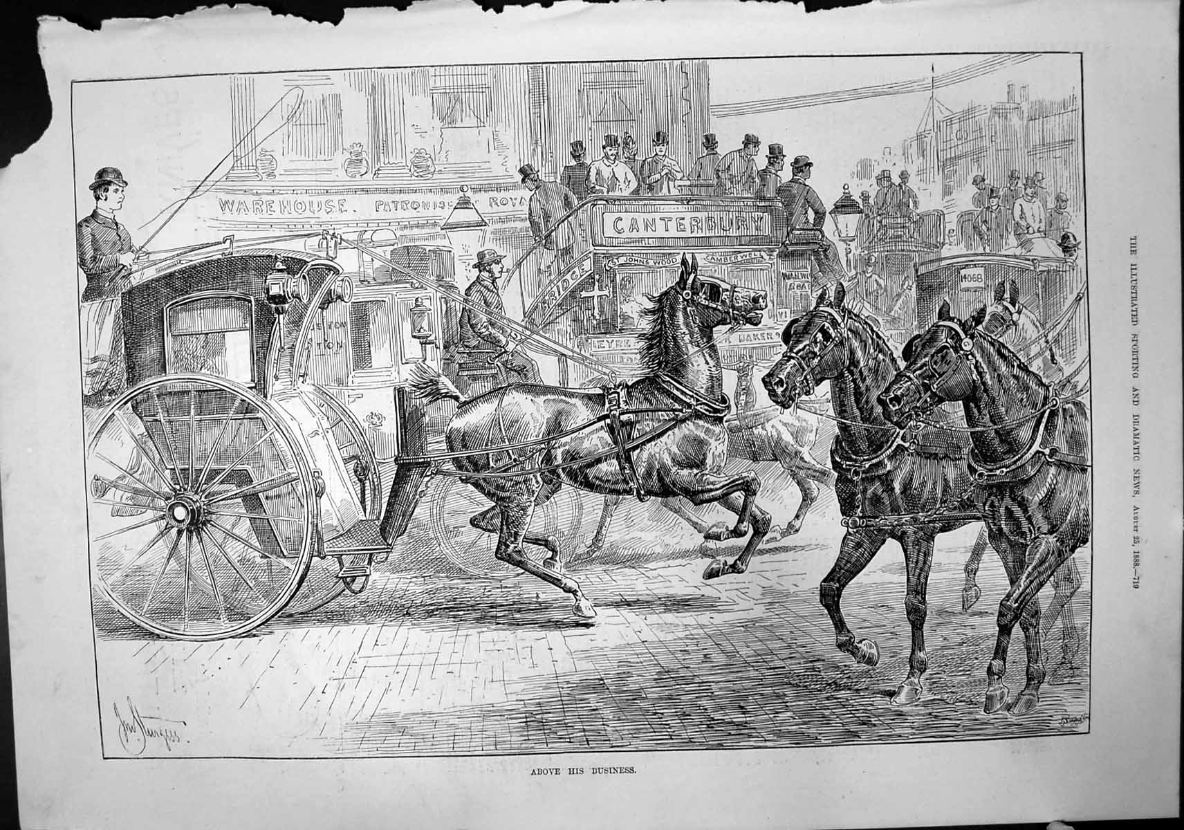 Old Above His Business J Sturgess Horses Coaches Canterbury Warehouse
