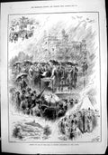 Antique Old Print Coming Age Earl Dudley Festivities Castle Market Place 1888