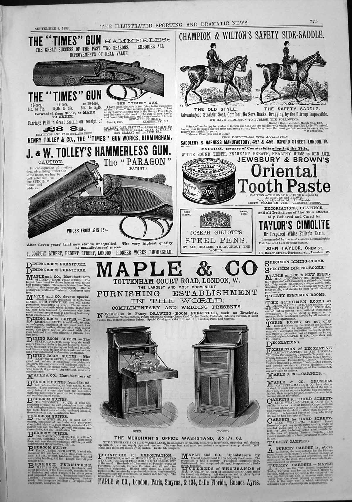 Antique Print Oriental Tooth Paste Times Gun Nyum Nyum Chutney Relish 1888 19th