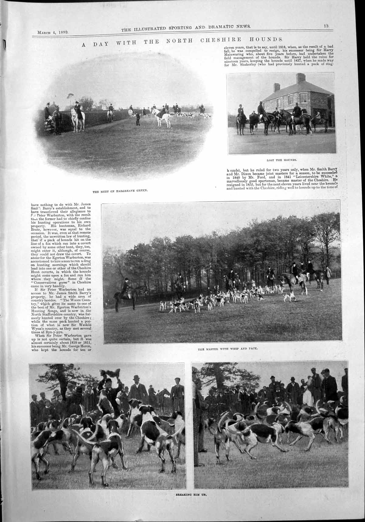 Old North Cheshire Hounds Sier Boy Criterion E Jeffreys I Watson 1899 Victorian