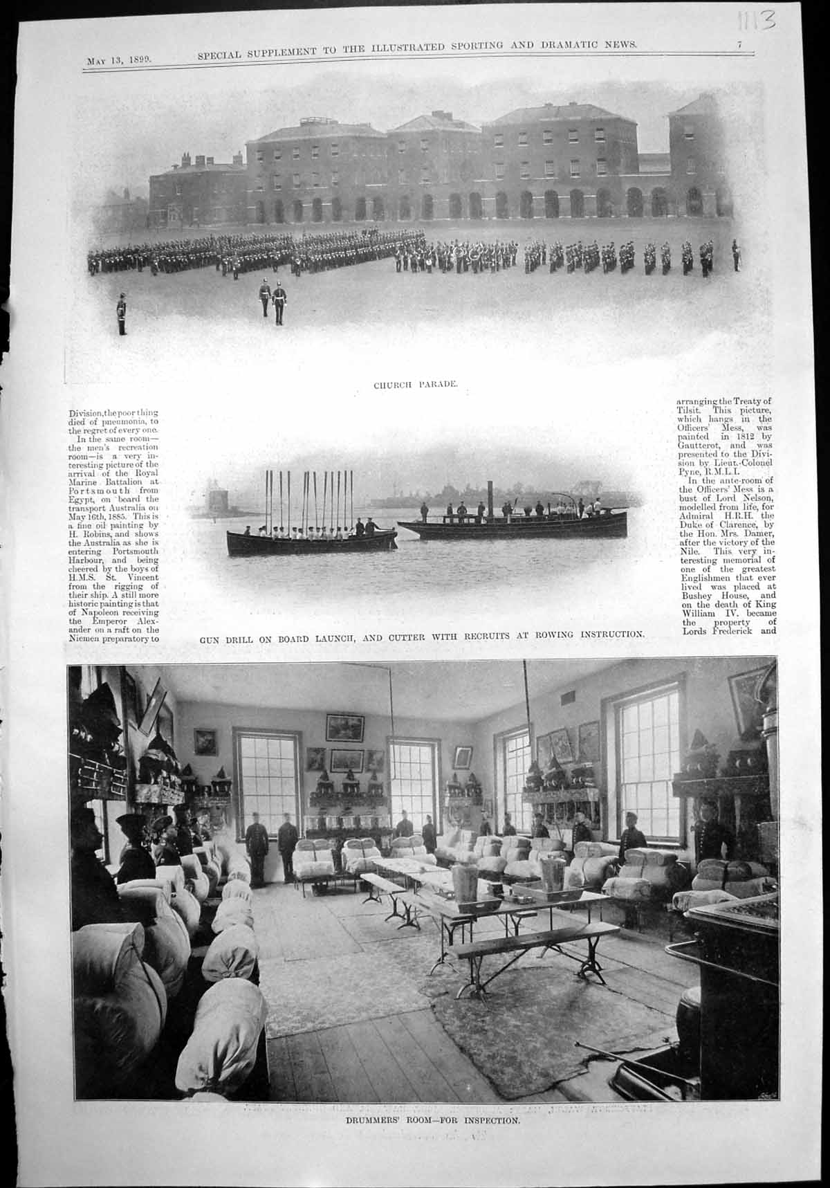 Antique Print Gun Drill Launch Recruits Staff Sgt Walsh Maj Anderson 1899 19th