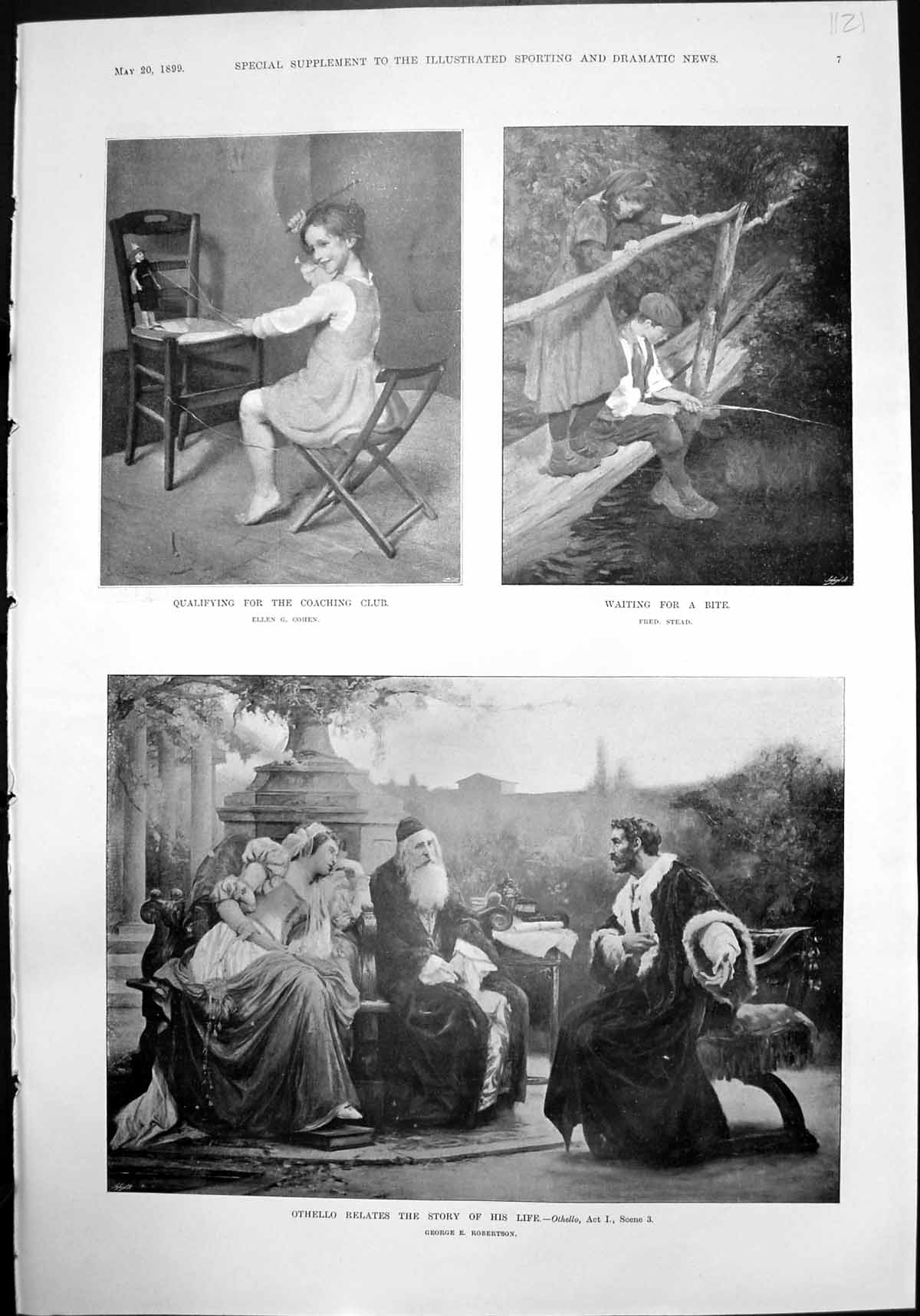 Print Othello Relates Story Life Waiting Bite Stead Mrs Patrick Campbell1899