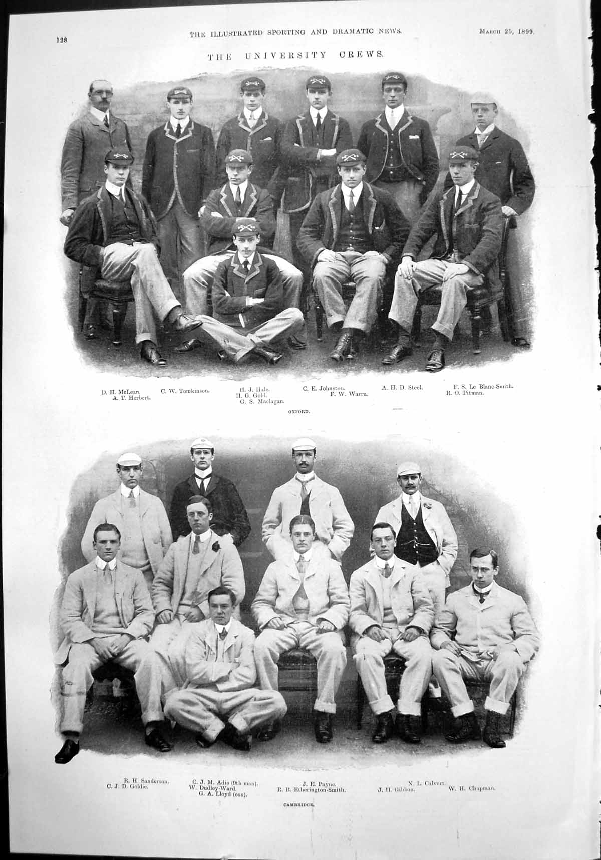 Old Oxford Cambridge University Crews Hale Mclean Payne Calvert 1899 Victorian