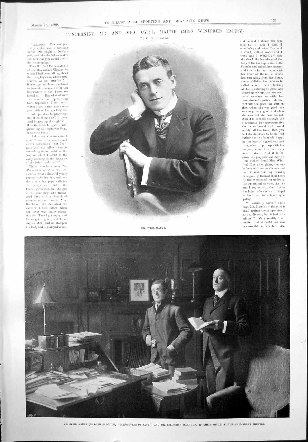 Old Mr Mrs Cyril Maude Winifred Emery Frederick Harrison Haymarket1899 19th