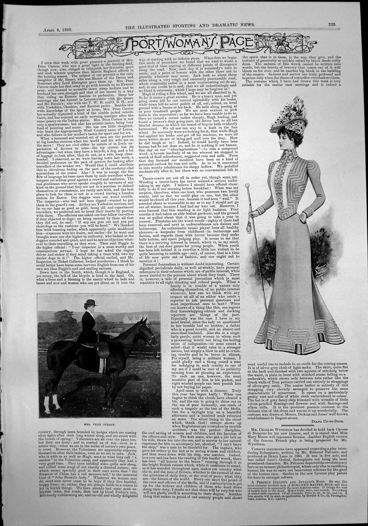 Old Print Mrs Penn Curzon Late Leonard Sheil Late Miss Rose Leclercq 1899 19th