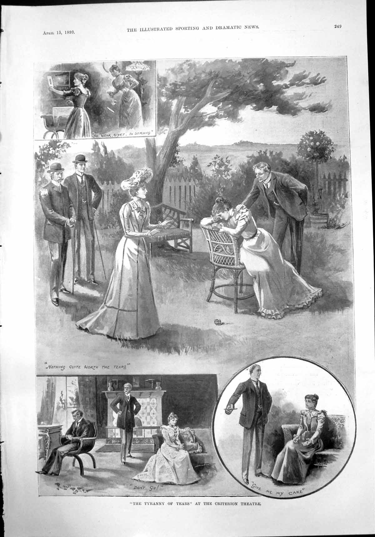 Antique Print Tyranny Tears Criterion Theatre Dont Go Man Give Me Cake 1899