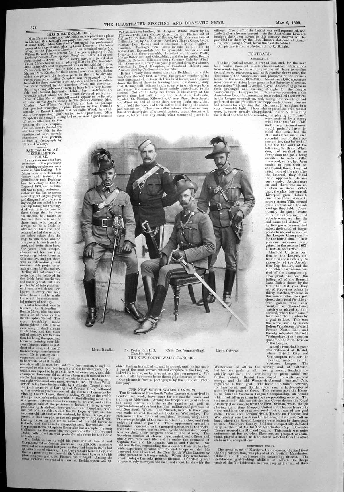 Antique Old Print New South Wales Lancers Lieuts Rundle Osborne Capt Cox 1899