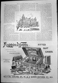 Antique Old Print Royal Hotel Weymouth Mappin & Webbs Fitted Suit Cases 1899