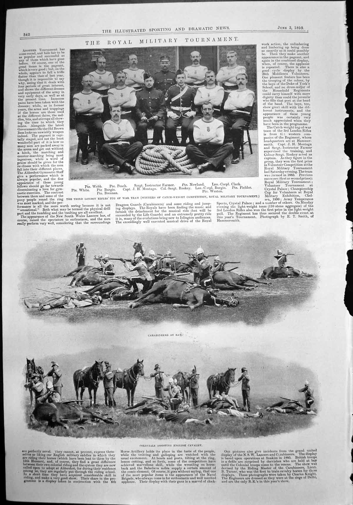 Old Print Royal Military Tournament Lord Esher J H Sinclair Cricket 1899 19th