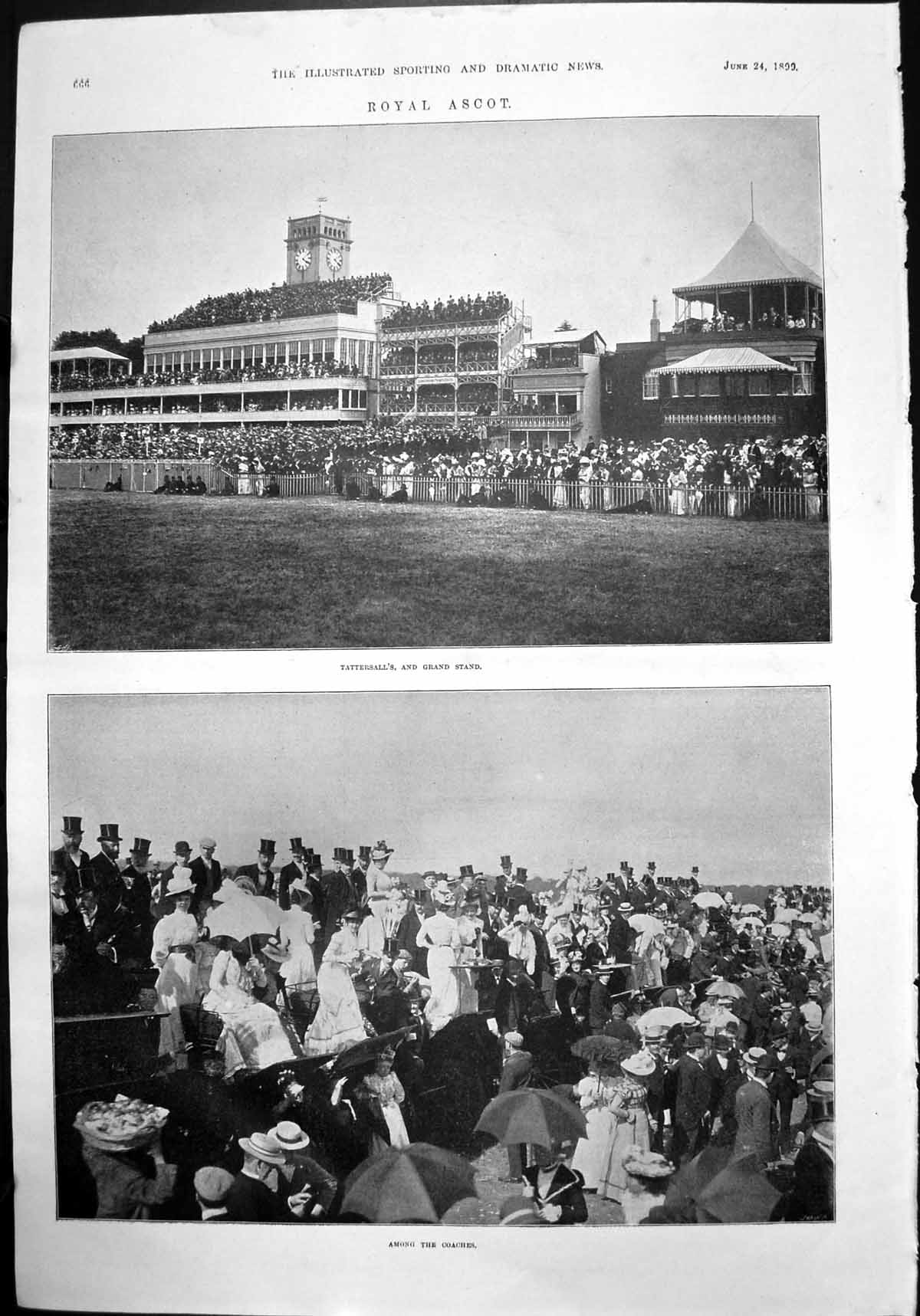 Antique Print Royal Ascot Tattersalls Grand Stand B Macpherson Dancing 1899