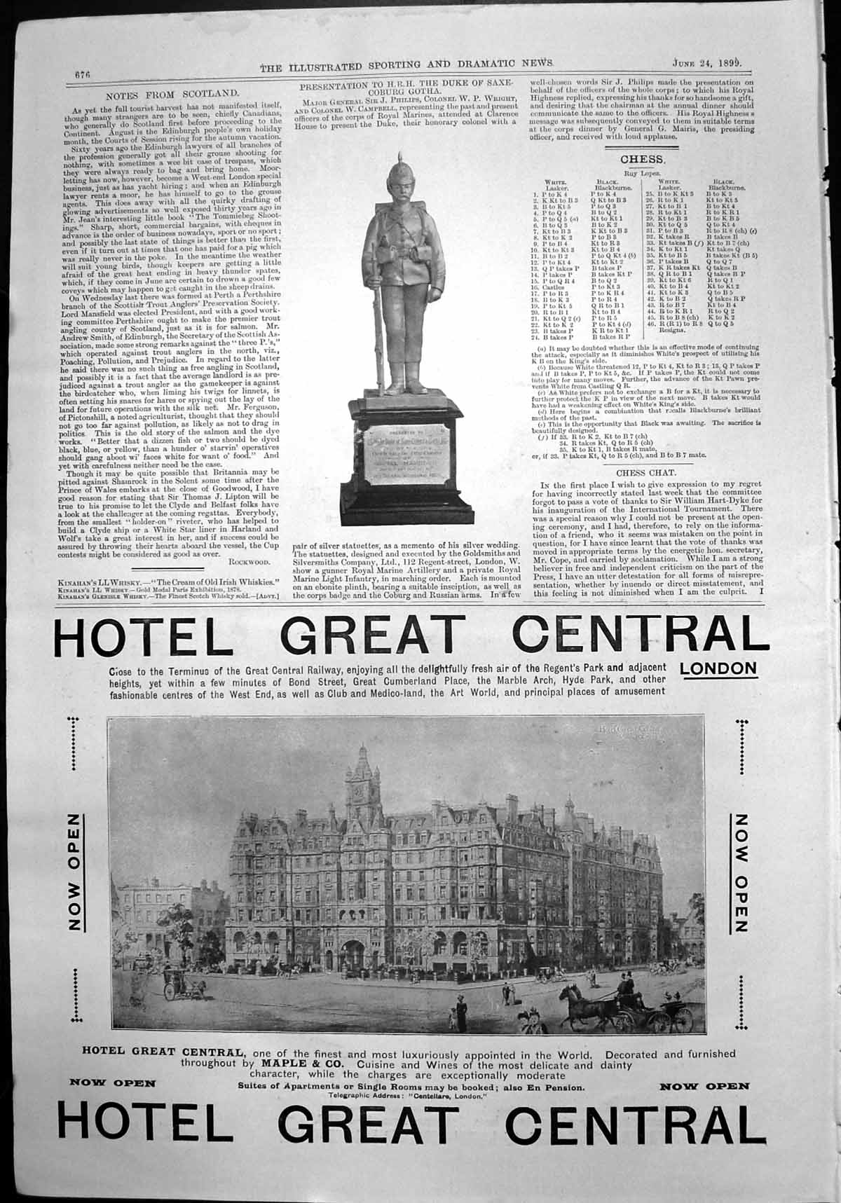Antique Print Presentation Duke Saxe-Coburg Gotha Hotel Great Central 1899 19th