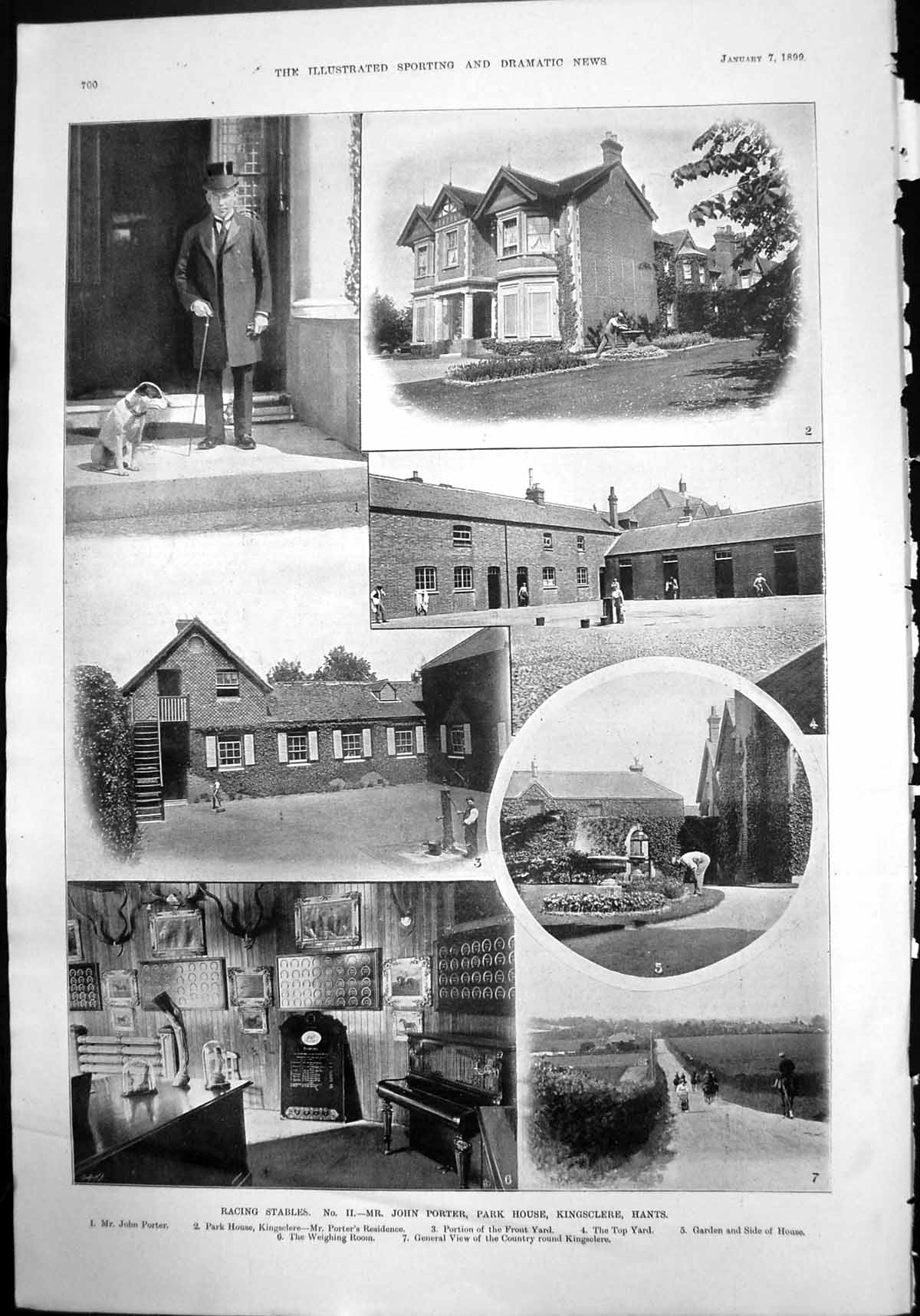 Antique Old Print Racing Stables John Porter Park House Kingsclere Hants 1899