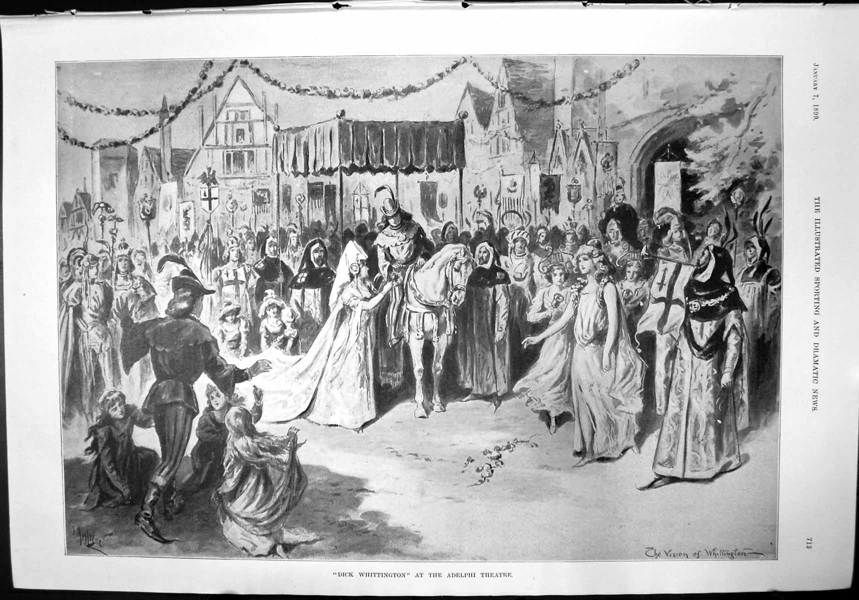 Old Dick Whittington Adelphi Theatre Vision Whittington Horseback 1899 19th