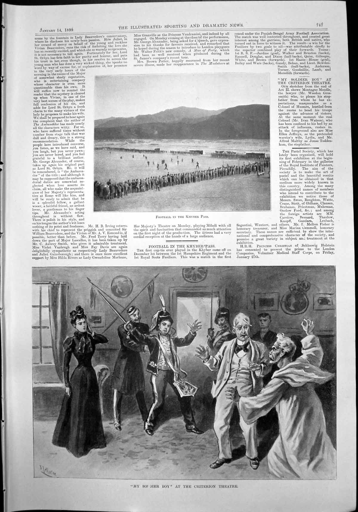 Old Print Football Kyyber Pass Sier Boy Criterion Showing Land Lies 1899 19th