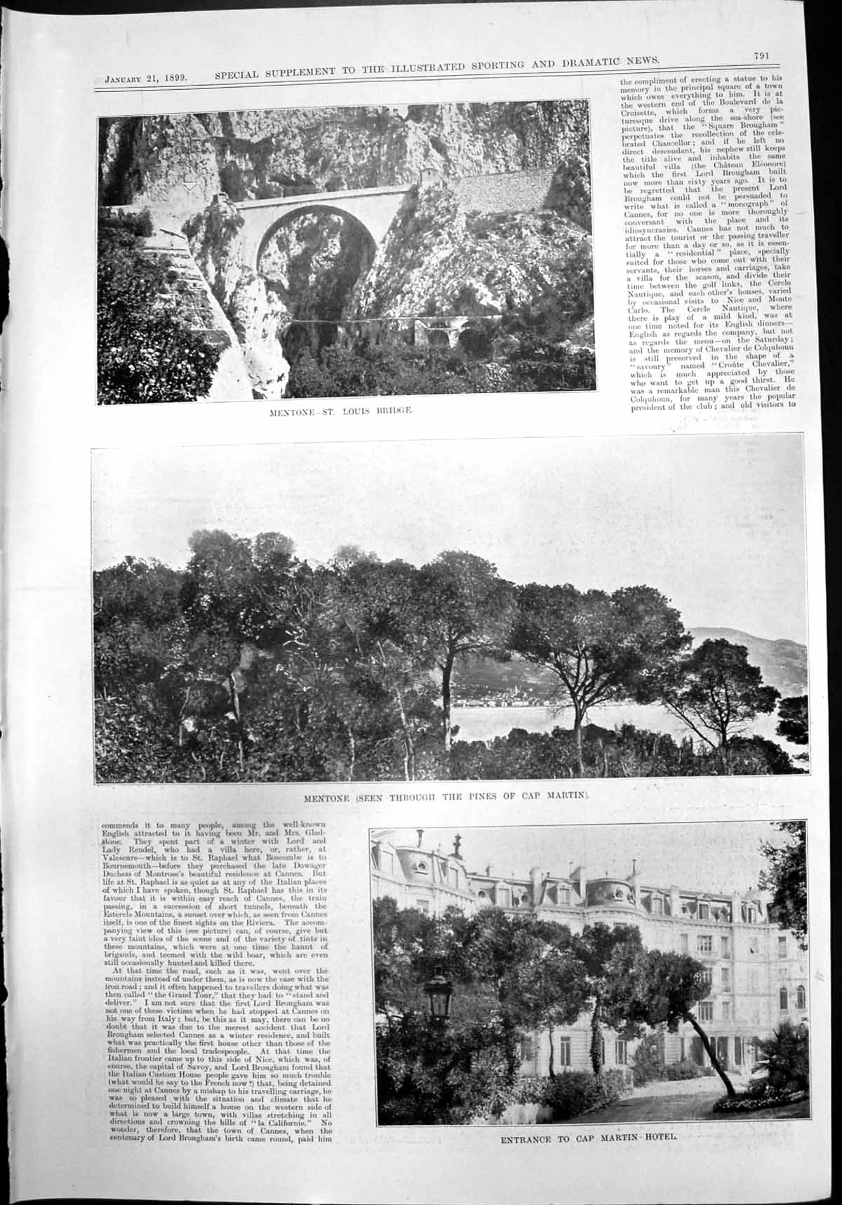 Old Mentone St Louis Bridge Cap Martin Hotel Sospel Fontan Roya 1899 Victorian