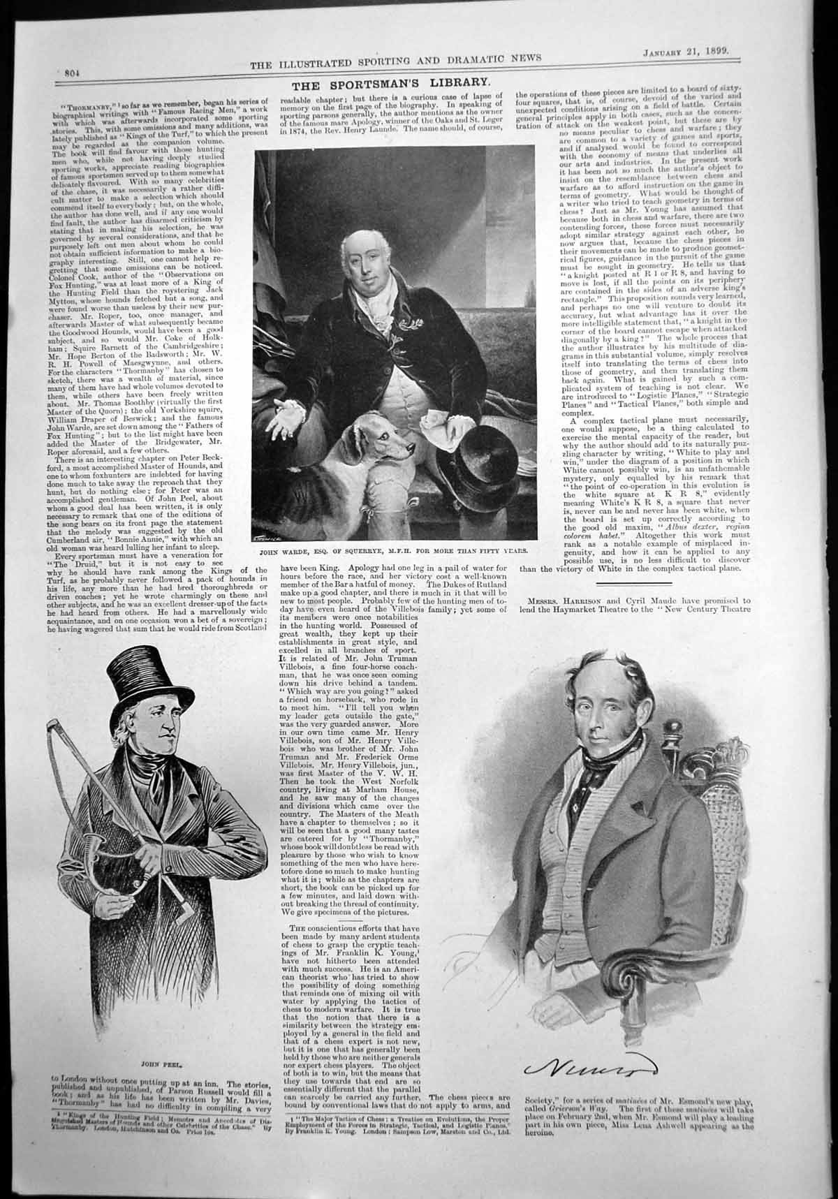 Old Print John Warde Squerrye John Peel Duchess Devonshire Chatsworth1899 19th