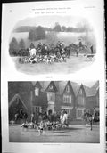 Antique Old Print Mid Devon Hounds Moving Off Hounds Calver Large House 1899