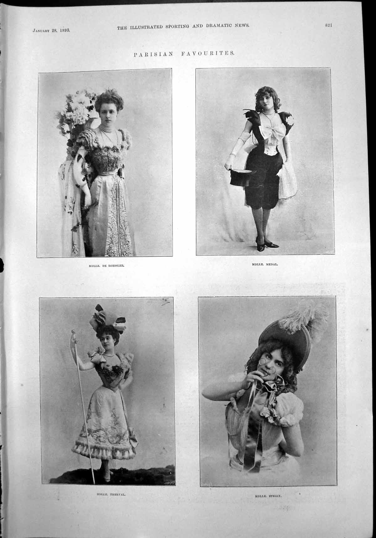 Antique Print Parisian Ladies Mdlles De Roessler Medal Therval Stelly 1899 19th