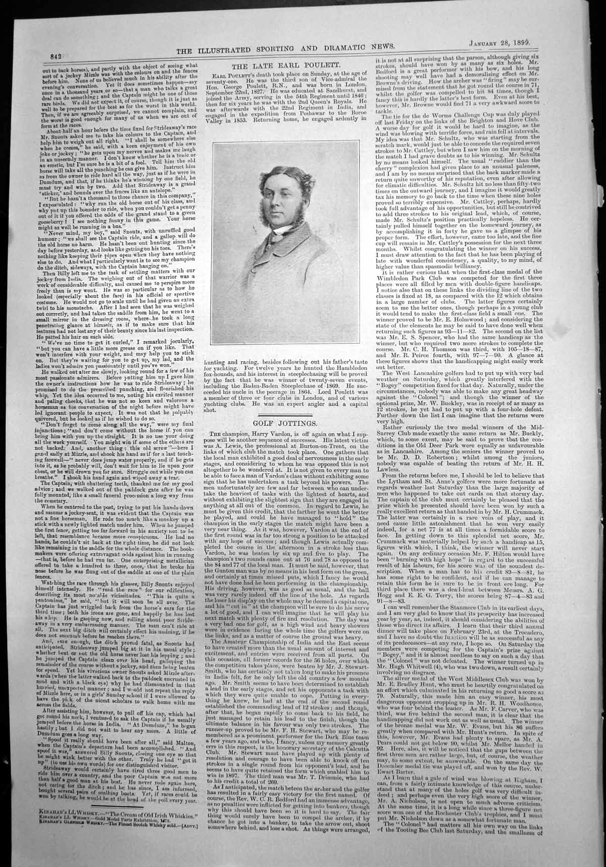 Old Late Earl Poulett Born 1827 Third Son Vice Admiral Poulett Army 1899 19th