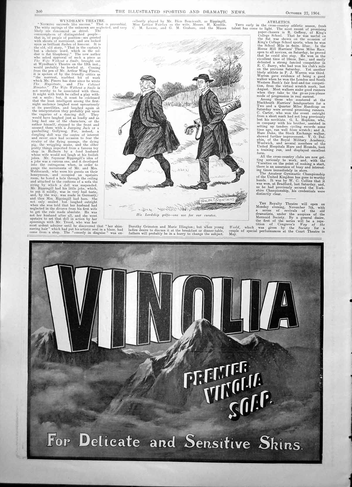 Old Antique Print His Lordship Golfs One Use For The Curates Caddy 1904 20th