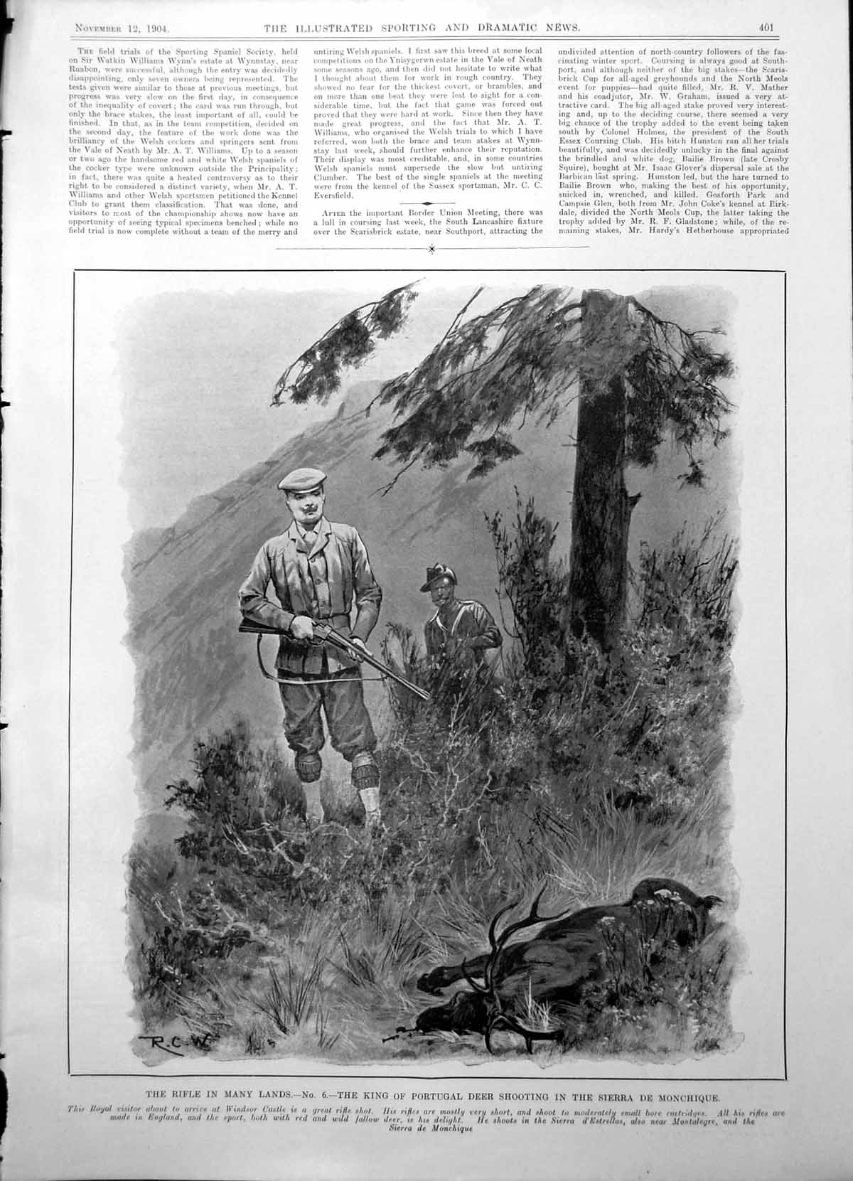 Old Antique Print King Portugal Deer Shooting In Sierra De Monchique 1904 20th