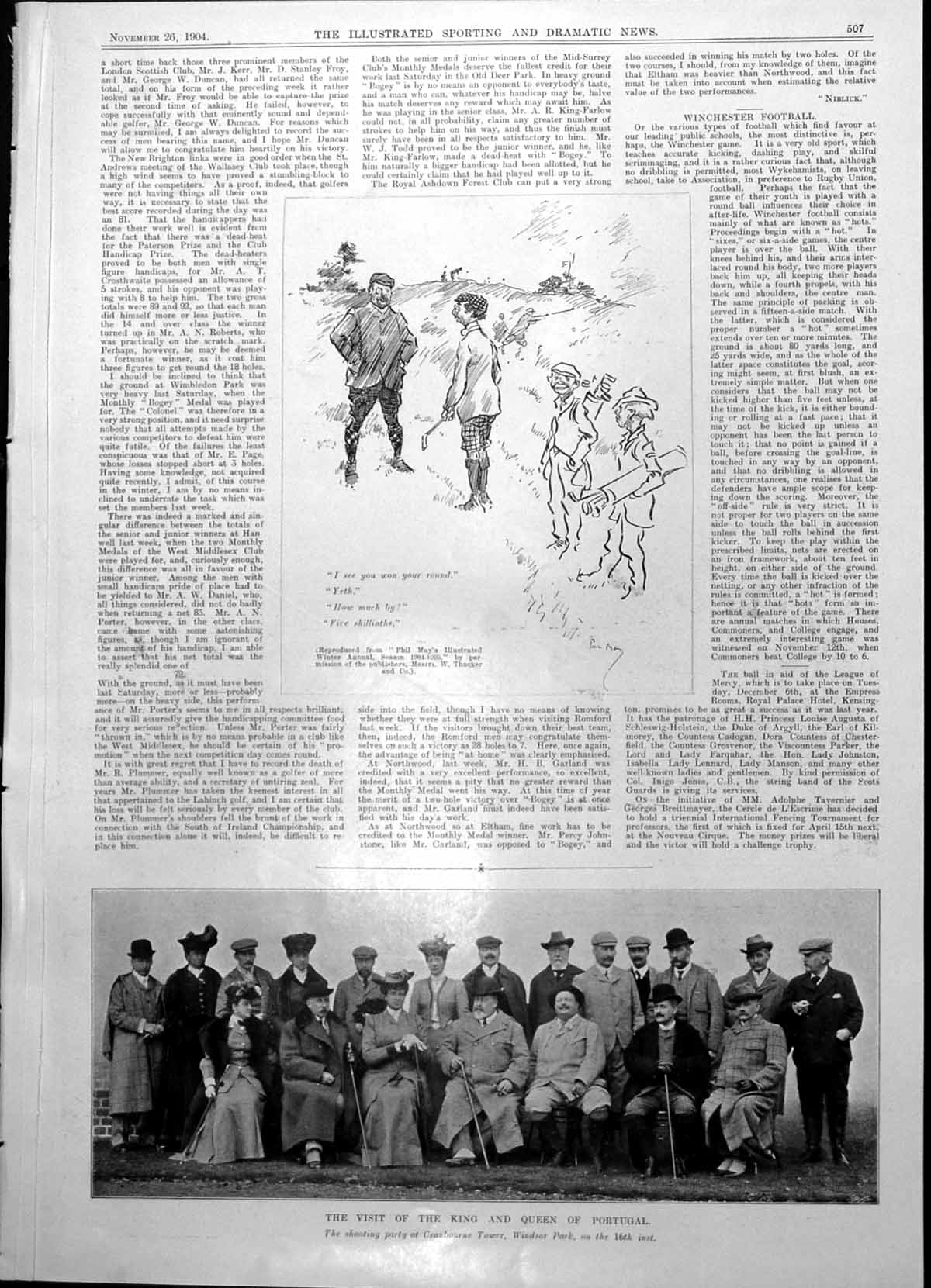 Old Shooting Party King Queen Portugal Visit Sportsman'S Library 1904 20th