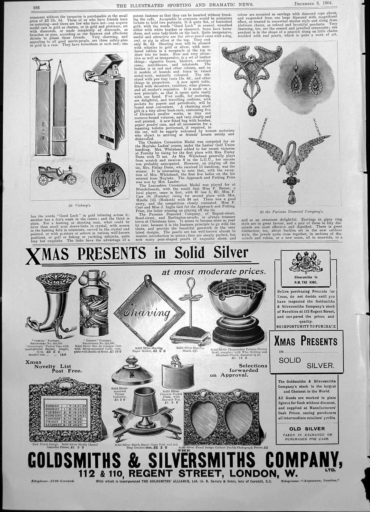 Antique Print Parisian Diamond Company Jewellery Vickery'S Golsmith Ad 1904