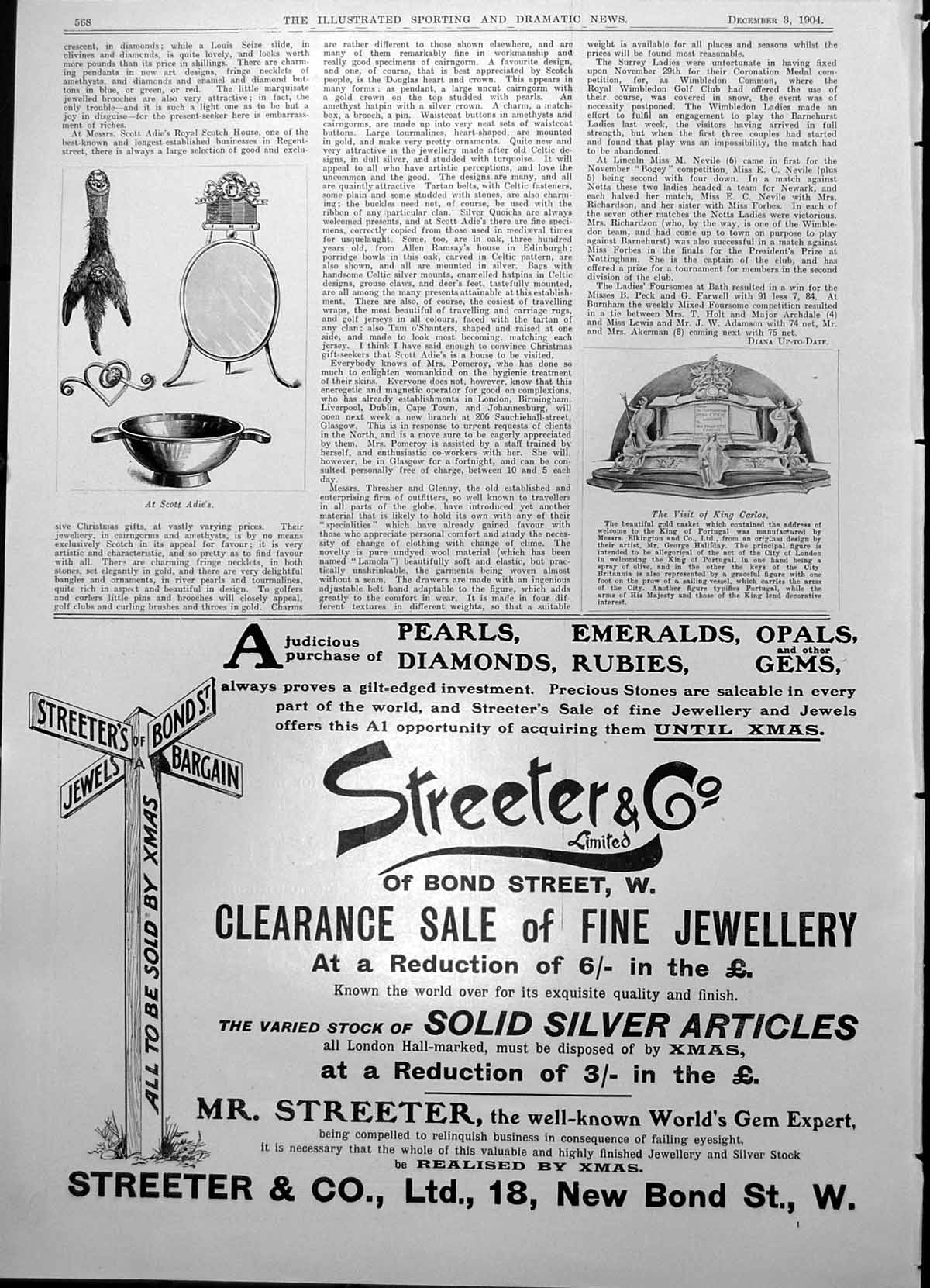 Antique Old Print Scott Adie'S Quaich Brooch Visit King Carlos GCasket 1904