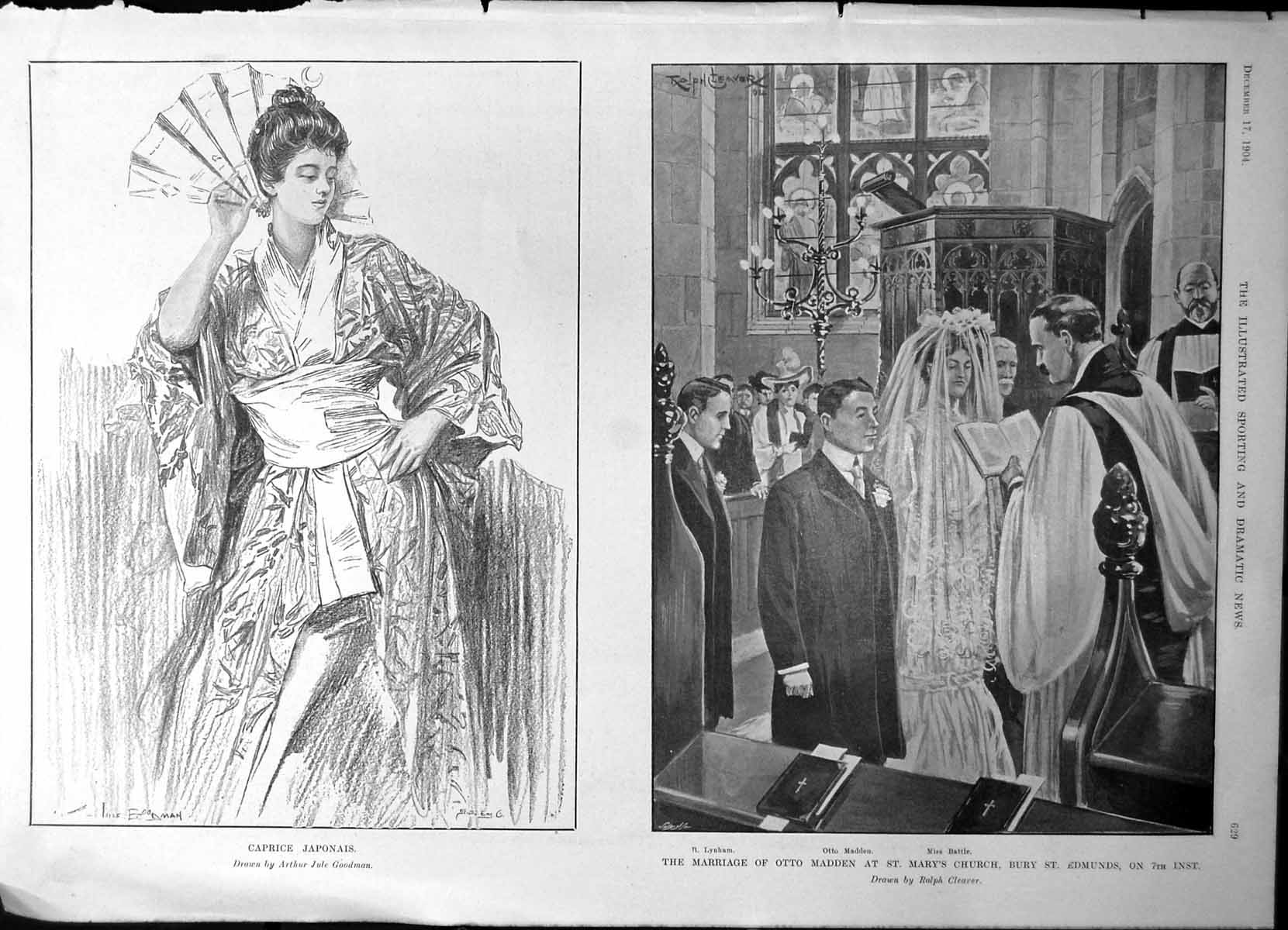 Old Antique Print Caprice Japonais Sj Goodman Marriage Otto Madden 1904 20th
