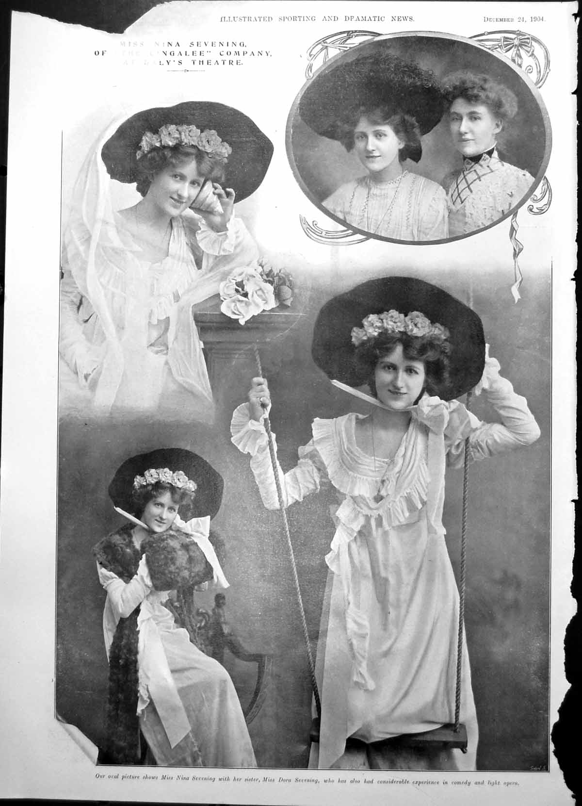 Old Antique Print Damaged Nina Sevening Cingalee Newmarket Coursing 1904 20th