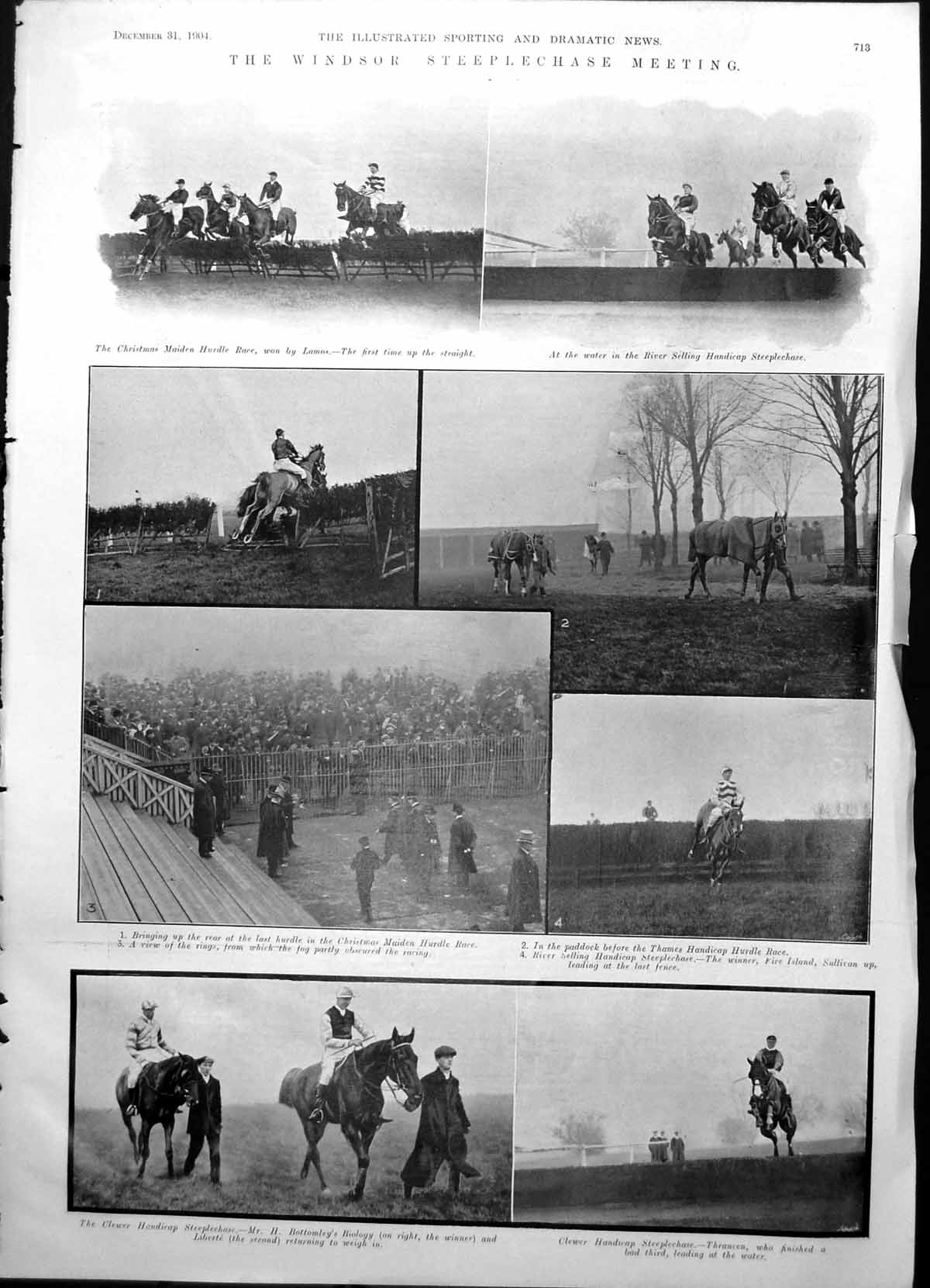 Antique Print Windsor Steeplechase Meeting Winners Racing Horses Jumps 1904