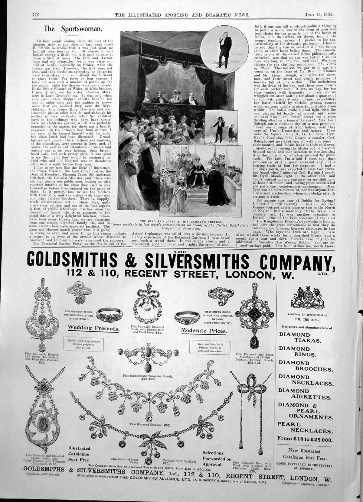 Old King Queen His Majesty'S Theatre British Opthalmic Hospital 1904 20th
