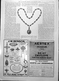 Antique Old Print Necklace Pearls Diamonds Large Stone Centre Pendant 1904 20th