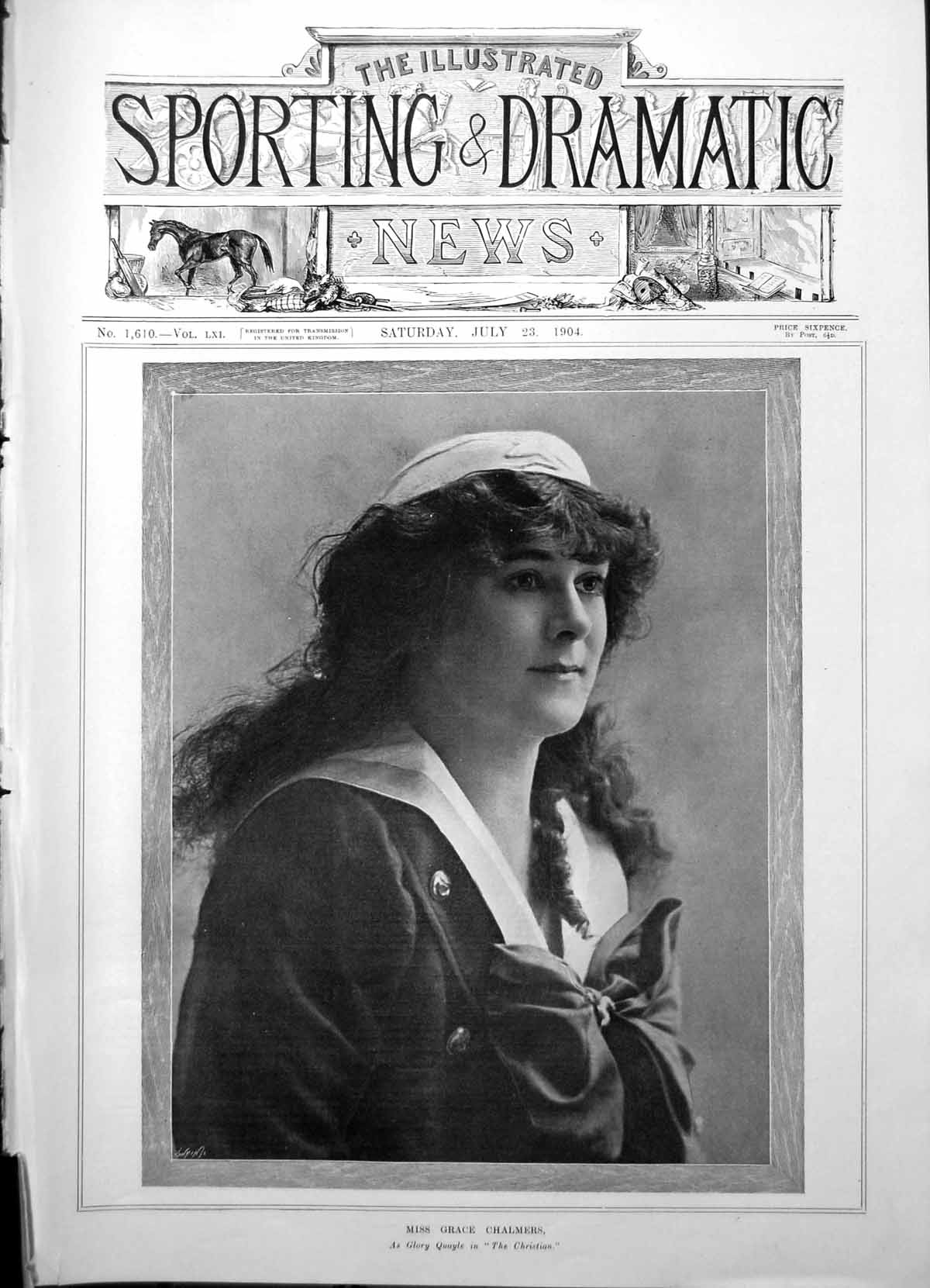 Old Print Frontispiece Miss Grace Chalmers As Glory Quayle Christian 1904 20th