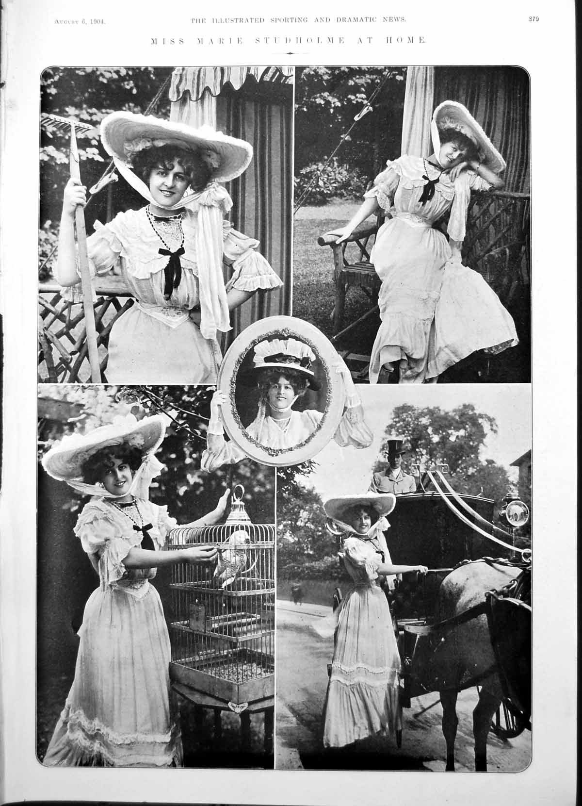 Old Print Miss Marie Studholme At Home Captious Critic Casting Fish 1904 20th