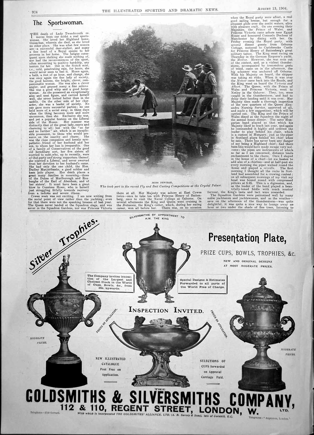 Old Print Miss Newham Who Took Part In Fly Bait Casting Championship 1904 20th