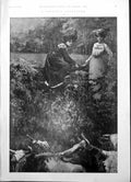 Old Terrible Adventure Ladies Fleeing Field Horned Cattle Parasol 1904 20th