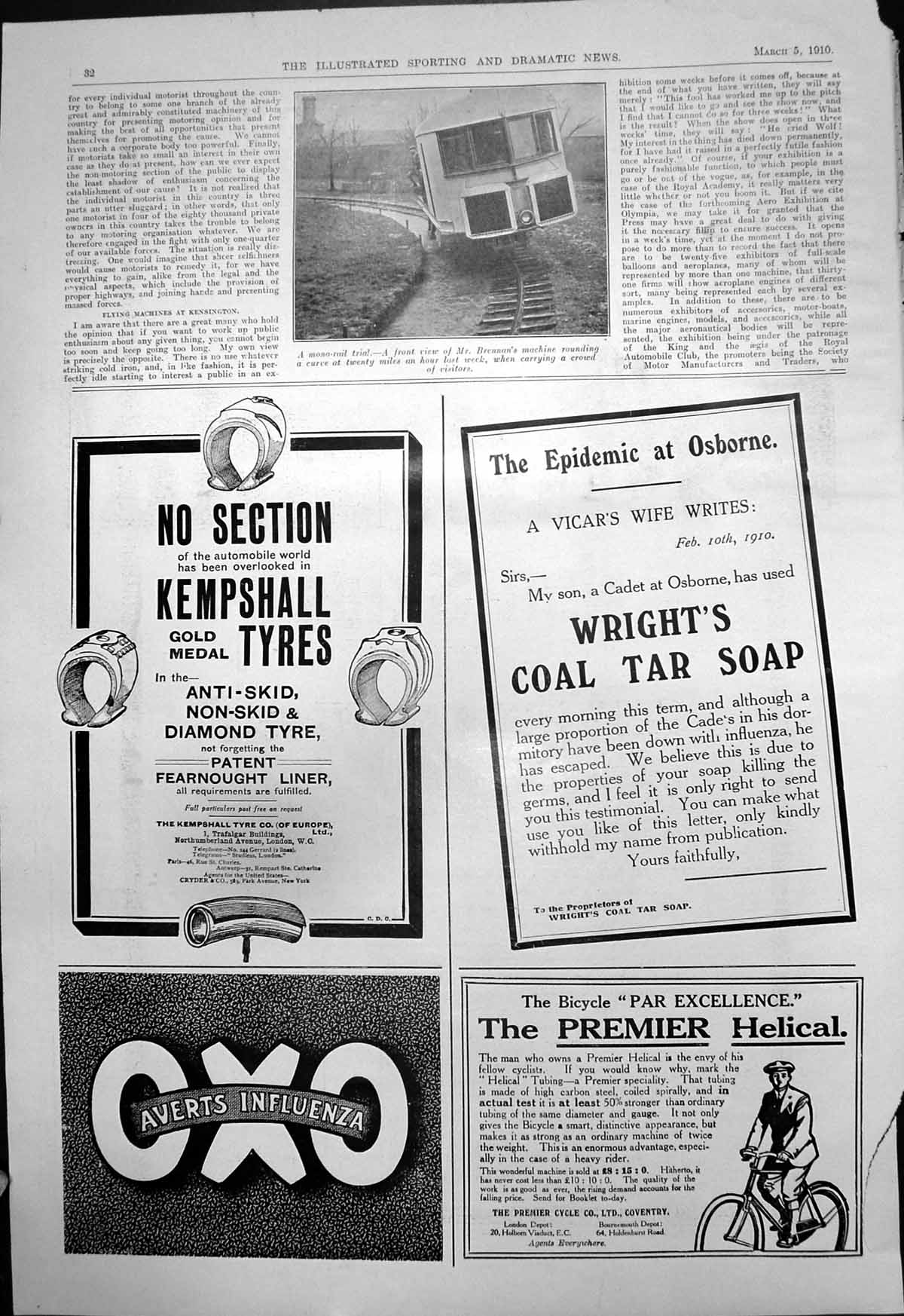 Old Mono Rail Trial Brennans Kempshall Tyres Wrights Coal Tar Soap191 20th
